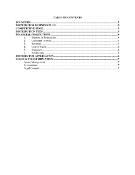 Distributor Information Package Distributor Information Package