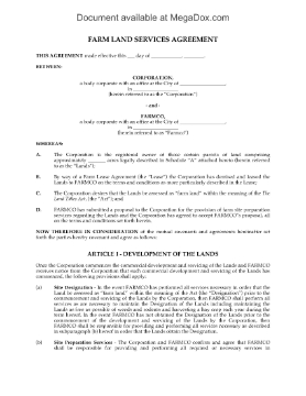 Show details for Alberta Farm Land Services Agreement Picture of Alberta Farm Land Services Agreement