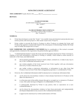 Script Nondisclosure Agreement Script Nondisclosure Agreement