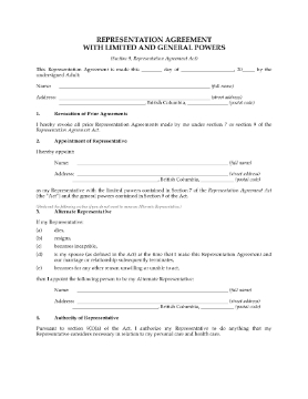 Show details for British Columbia Representation Agreement Package (Section 9) Picture of British Columbia Representation Agreement Package (Section 9)