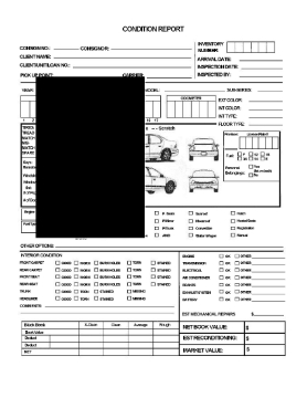 Show details for Vehicle Auction Condition Report for Sedan Picture of Vehicle Auction Condition Report for Sedan