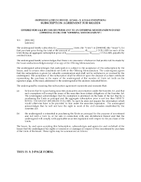 Show details for Alberta Share Subscription under Offering - Sophisticated Investor Exemption Picture of Alberta Share Subscription under Offering - Sophisticated Investor Exemption
