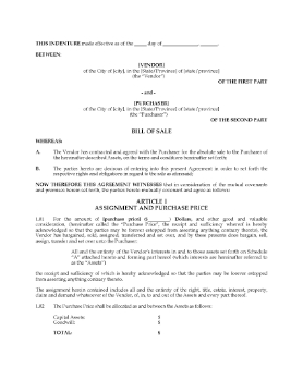 Show details for Bill of Sale for Trust Assets | Canada Picture of Bill of Sale for Trust Assets | Canada