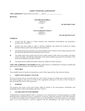 Canada Joint Venture Agreement to Develop Products Canada Joint Venture Agreement for product development
