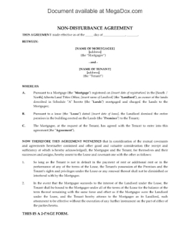 Alberta Non-Disturbance Agreement Alberta Non-Disturbance Agreement