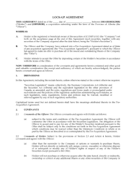 Alberta Share Lockup Agreement (takeover bid) Alberta Share Lockup Agreement (takeover bid)