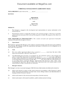 Show details for Personal Management Agreement Picture of Personal Management Agreement