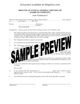 UK Minutes of Annual General Meeting of Company UK Minutes of Annual General Meeting of Company