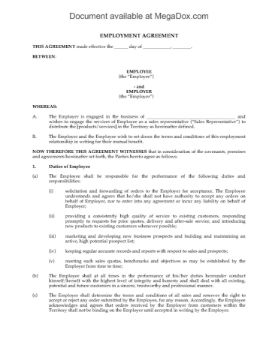 Employment Contract for Sales Representatives Employment Contract for Sales Representatives