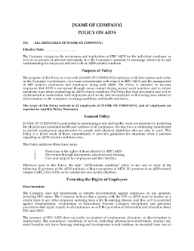 Show details for AIDS and HIV Company Policy Statement Picture of AIDS and HIV Company Policy Statement
