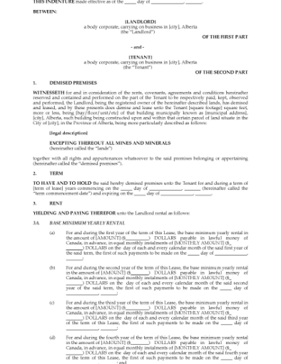 Picture of Alberta Commercial Triple Net Lease Agreement