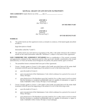 Canada Grant of Life Estate in Property Canada Grant of Life Estate in Property