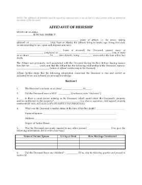 Show details for Alaska Affidavit of Heirship Picture of Alaska Affidavit of Heirship