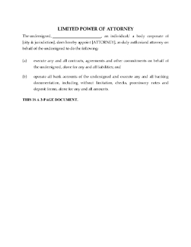 Show details for Limited Power of Attorney for Bank Accounts and Contracts | USA Picture of Limited Power of Attorney for Bank Accounts and Contracts | USA