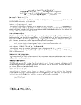 Canada Minutes of Annual Shareholder Meeting Canada Minutes of Annual Shareholder Meeting