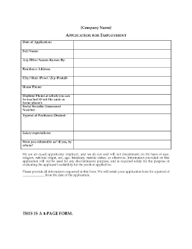 Show details for Employment Application Form Picture of Employment Application Form