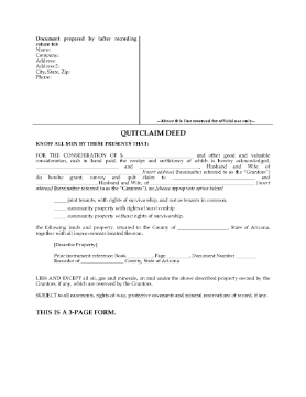 Show details for Arizona Quitclaim Deed for Joint Ownership Picture of Arizona Quitclaim Deed for Joint Ownership