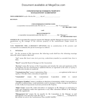 Show details for Condominium Common Property Management Agreement Picture of Condominium Common Property Management Agreement