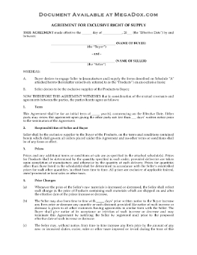 Show details for Exclusive Right of Supply Agreement Picture of Exclusive Right of Supply Agreement