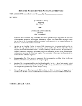 Retainer Agreement for Accounting Services Retainer Agreement for Accounting Services