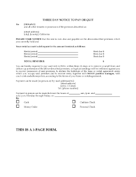 Show details for California 3-Day Notice to Pay or Quit Given by Manager Picture of California 3-Day Notice to Pay or Quit Given by Manager
