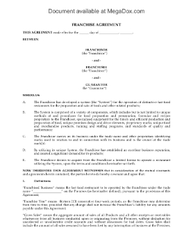 Picture of Franchise Agreement for Fast Food Restaurant | Canada
