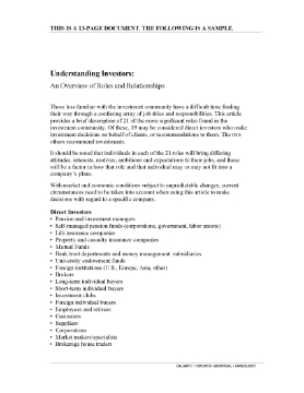 Show details for Understanding Investors: Roles and Relationships Picture of Understanding Investors: Roles and Relationships