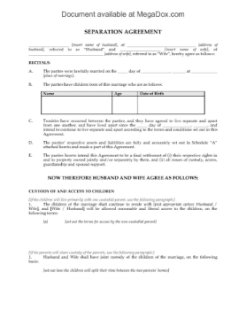 Canada Separation Agreement Canada Separation Agreement