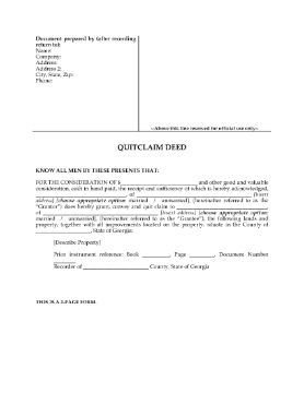 Show details for Georgia Quitclaim Deed Picture of Georgia Quitclaim Deed