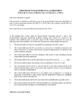 Show details for Pet Addendum to Lease or Rental Agreement Picture of Pet Addendum to Lease or Rental Agreement