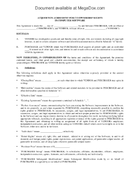 Show details for Acquisition Agreement for Co-Ownership Rights in Software Picture of Acquisition Agreement for Co-Ownership Rights in Software