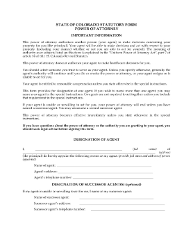 Show details for Colorado Statutory Form Power of Attorney Picture of Colorado Statutory Form Power of Attorney