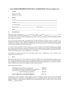 Show details for Massachusetts Vacation Property Short-Term Rental Agreement Picture of Massachusetts Vacation Property Short-Term Rental Agreement