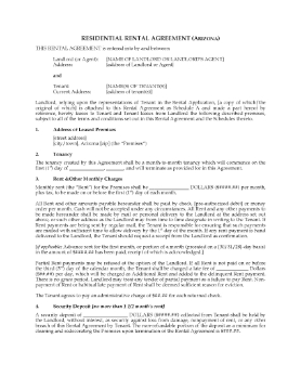 Show details for Arizona Residential Rental Agreement Picture of Arizona Residential Rental Agreement