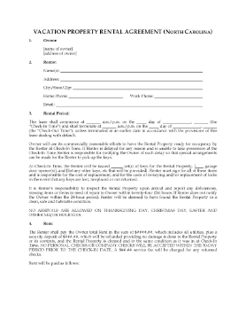 Show details for North Carolina Vacation Property Short-Term Rental Agreement Picture of North Carolina Vacation Property Short-Term Rental Agreement