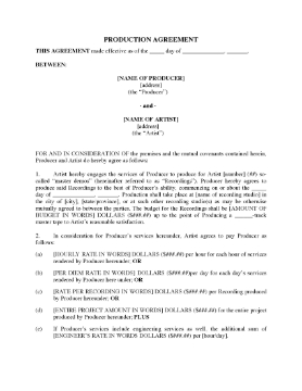 Show details for Production Agreement for Recording Demos Picture of Production Agreement for Recording Demos