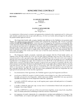 Show details for Songwriting Contract with Reversion Rights Picture of Songwriting Contract with Reversion Rights