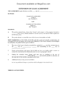 Show details for Illinois Residential Lease Extension Agreement Picture of Illinois Residential Lease Extension Agreement