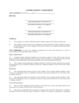 Ontario Consignment Agreement for Sale of Products Ontario Consignment Agreement for Sale of Products
