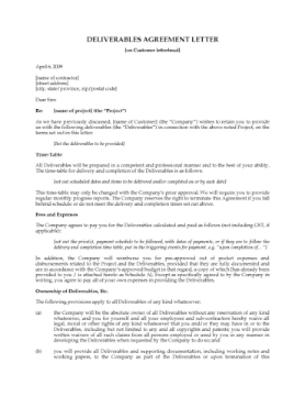 Canada Project Deliverables Agreement Canada Project Deliverables Agreement