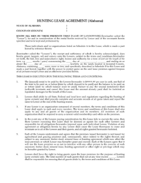 Alabama Hunting Lease Agreement Alabama Hunting Lease Agreement