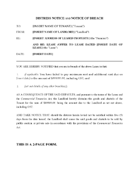 Show details for Ontario Distress Notice and Notice of Breach Picture of Ontario Distress Notice and Notice of Breach