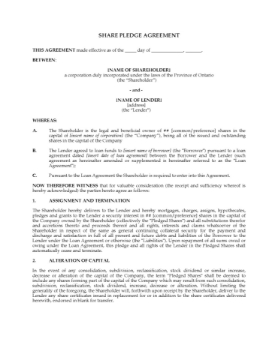 Ontario Share Pledge Agreement Ontario Share Pledge Agreement