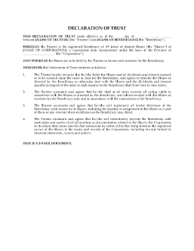Show details for Trust Declaration by Nominee Trustee | Canada Picture of Trust Declaration by Nominee Trustee | Canada