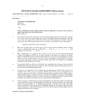 Show details for Mississippi Hunting Lease Agreement Picture of Mississippi Hunting Lease Agreement