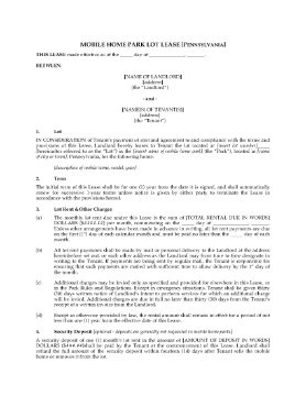 Show details for Pennsylvania Mobile Home Park Lot Lease Picture of Pennsylvania Mobile Home Park Lot Lease