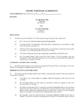 Show details for Ontario Share Purchase Agreement Between Equal Partners Picture of Ontario Share Purchase Agreement Between Equal Partners