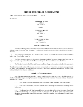 Show details for Ontario Share Purchase Agreement and Assignment of Shareholder Loans Picture of Ontario Share Purchase Agreement and Assignment of Shareholder Loans