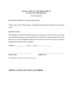 Show details for Ontario Directors Resolutions to Redeem Shares Picture of Ontario Directors Resolutions to Redeem Shares