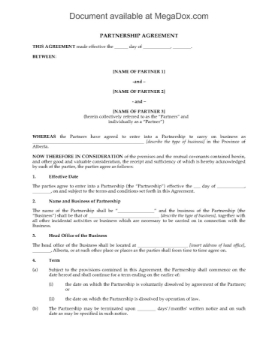 Alberta General Partnership Agreement Alberta General Partnership Agreement